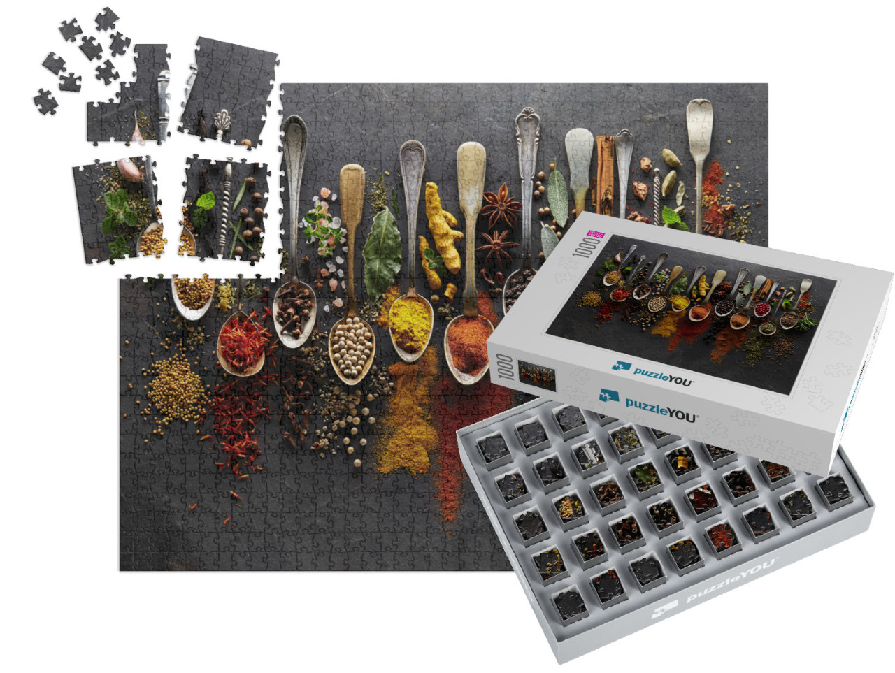 Herbs & Spices on Graphite Background... | SMART SORTED® | Jigsaw Puzzle with 1000 pieces