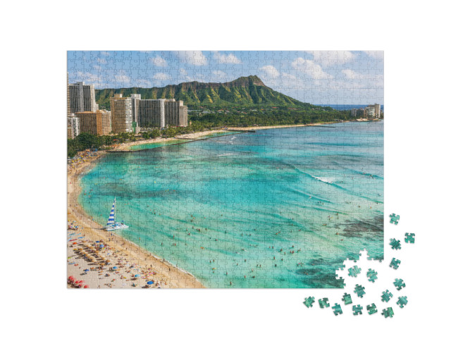 Hawaii Beach Honolulu City Travel Landscape of Waikiki Be... Jigsaw Puzzle with 1000 pieces