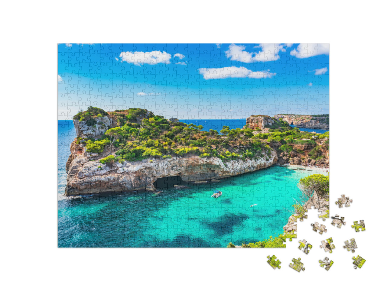 Spain Mediterranean Sea, Majorca Beach of Cala Moro Beaut... Jigsaw Puzzle with 500 pieces