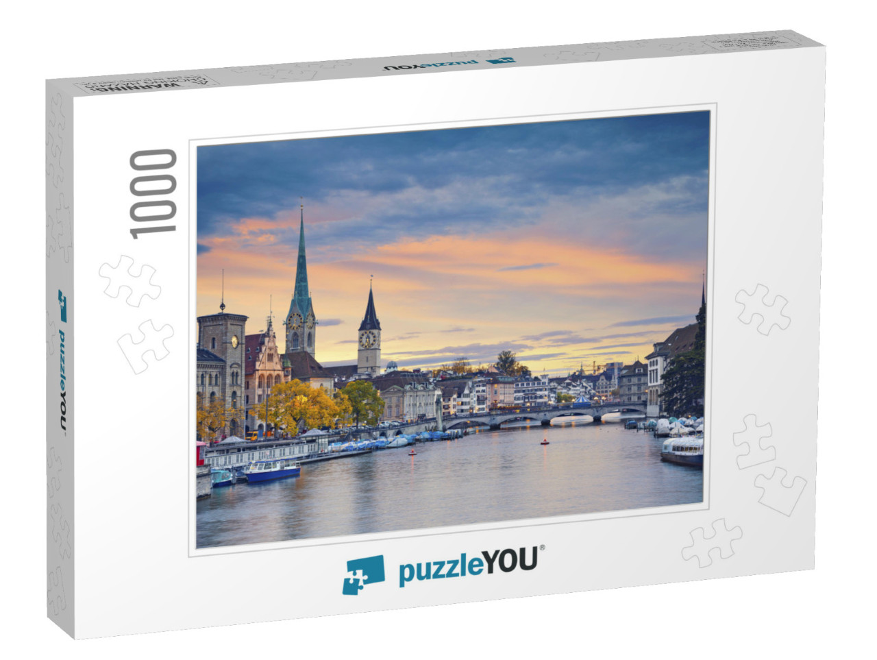 Zurich. Image of Zurich, Switzerland During Autumn Sunset... Jigsaw Puzzle with 1000 pieces