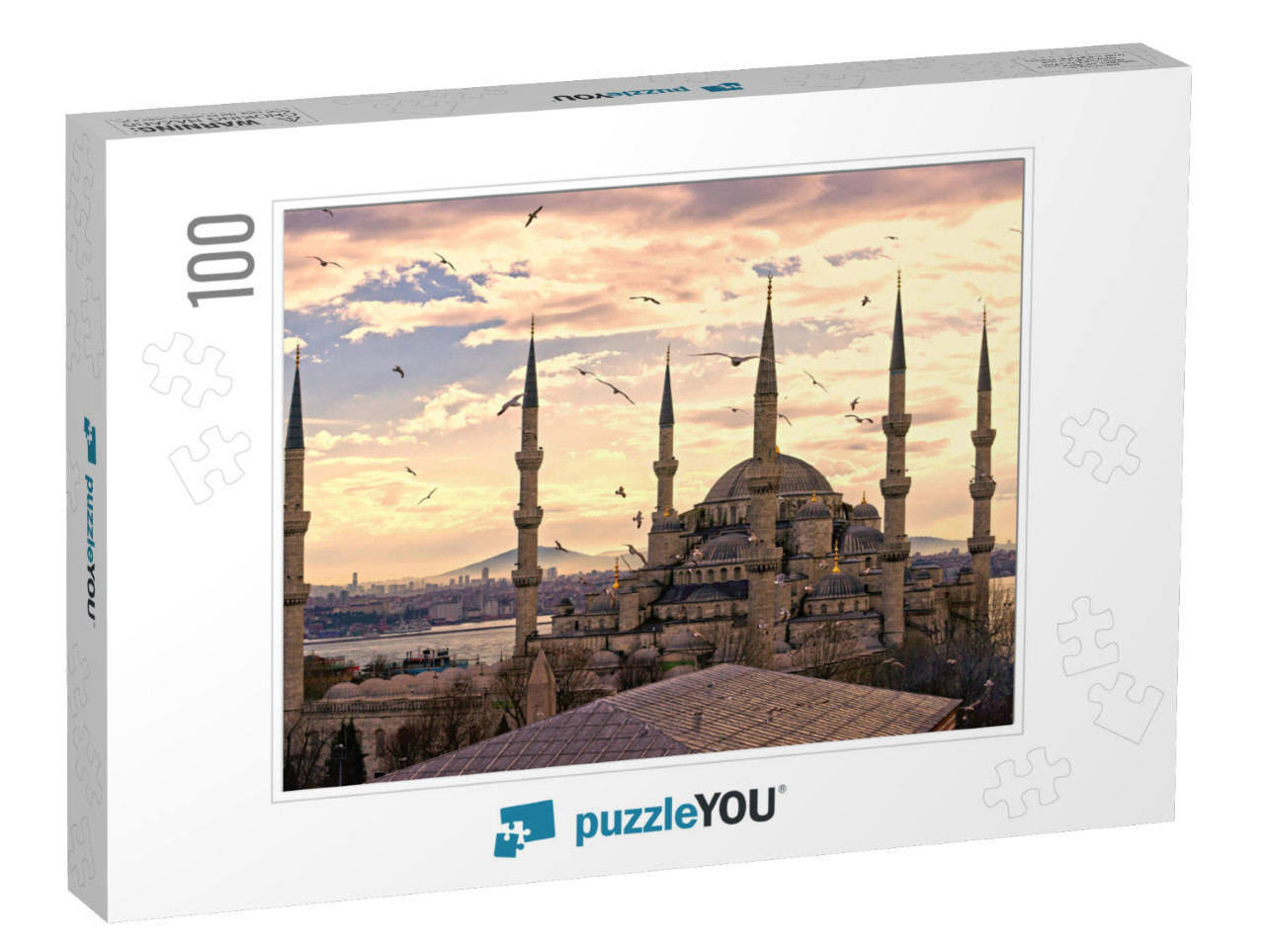 Sunset Over the Blue Mosque, Sultanahmet Camii, Istanbul... Jigsaw Puzzle with 100 pieces