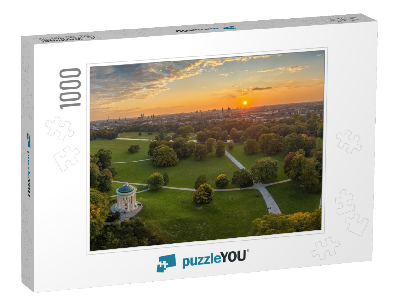 Aerial View At the Early Sunrise in the Englischer Garden... Jigsaw Puzzle with 1000 pieces