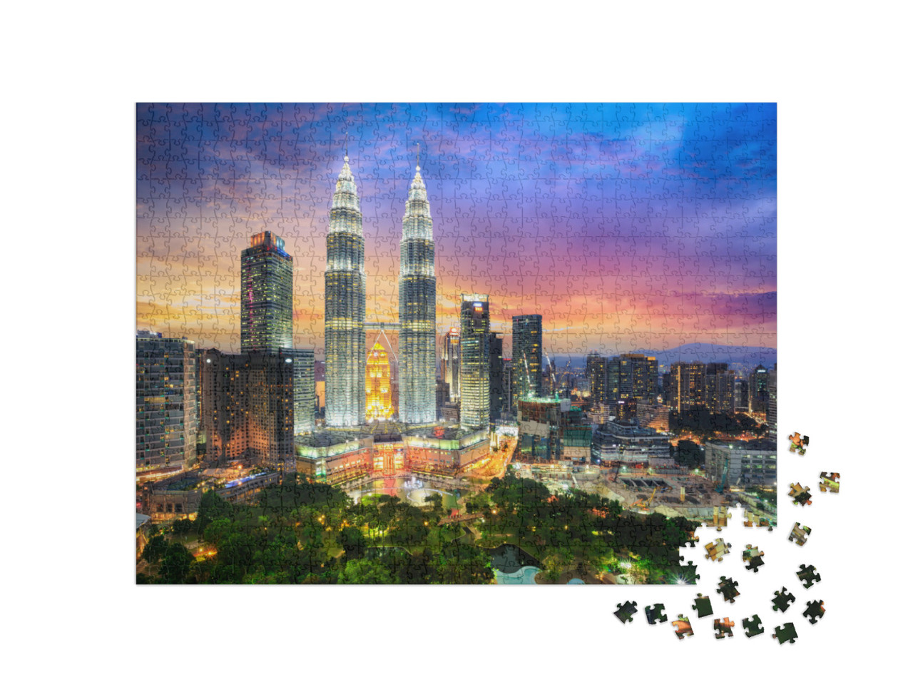 Kuala Lumper City Skyline At Dusk, Kuala Lumper Malaysia... Jigsaw Puzzle with 1000 pieces