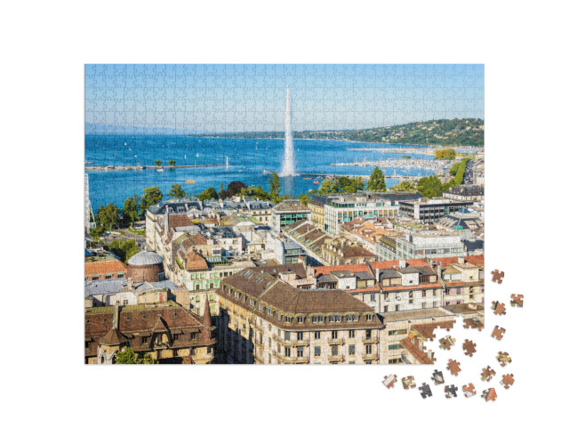 High Angle View Over the Rooftops of Geneva, Switzerland... Jigsaw Puzzle with 1000 pieces