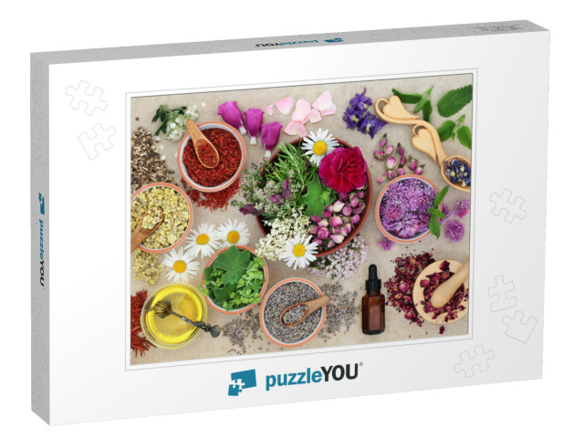 Herbal Plant Medicine Preparation with Herbs & Flowers, A... Jigsaw Puzzle