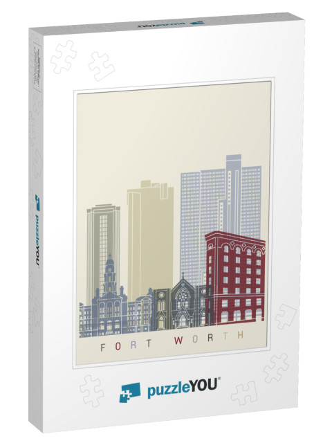 Fort Worth Skyline Poster in Editable Vector File... Jigsaw Puzzle