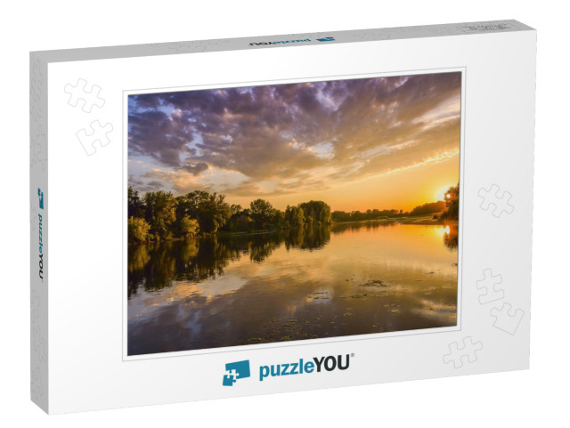 Loire River At Sunset, Colorful Picture of the River Loir... Jigsaw Puzzle