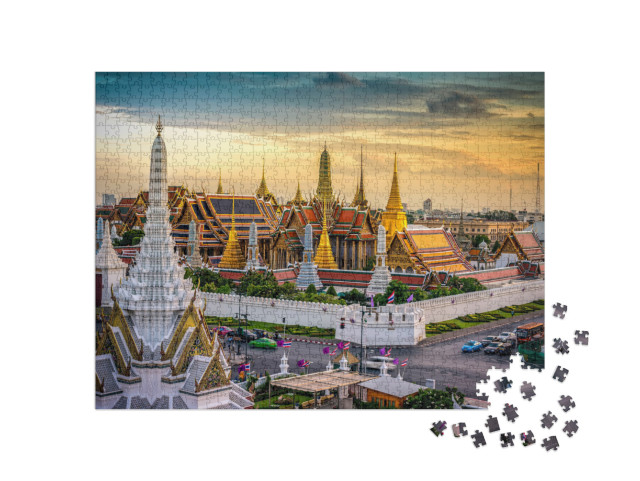 Grand Palace & Wat Phra Keaw At Sunset Bangkok, Thailand... Jigsaw Puzzle with 1000 pieces