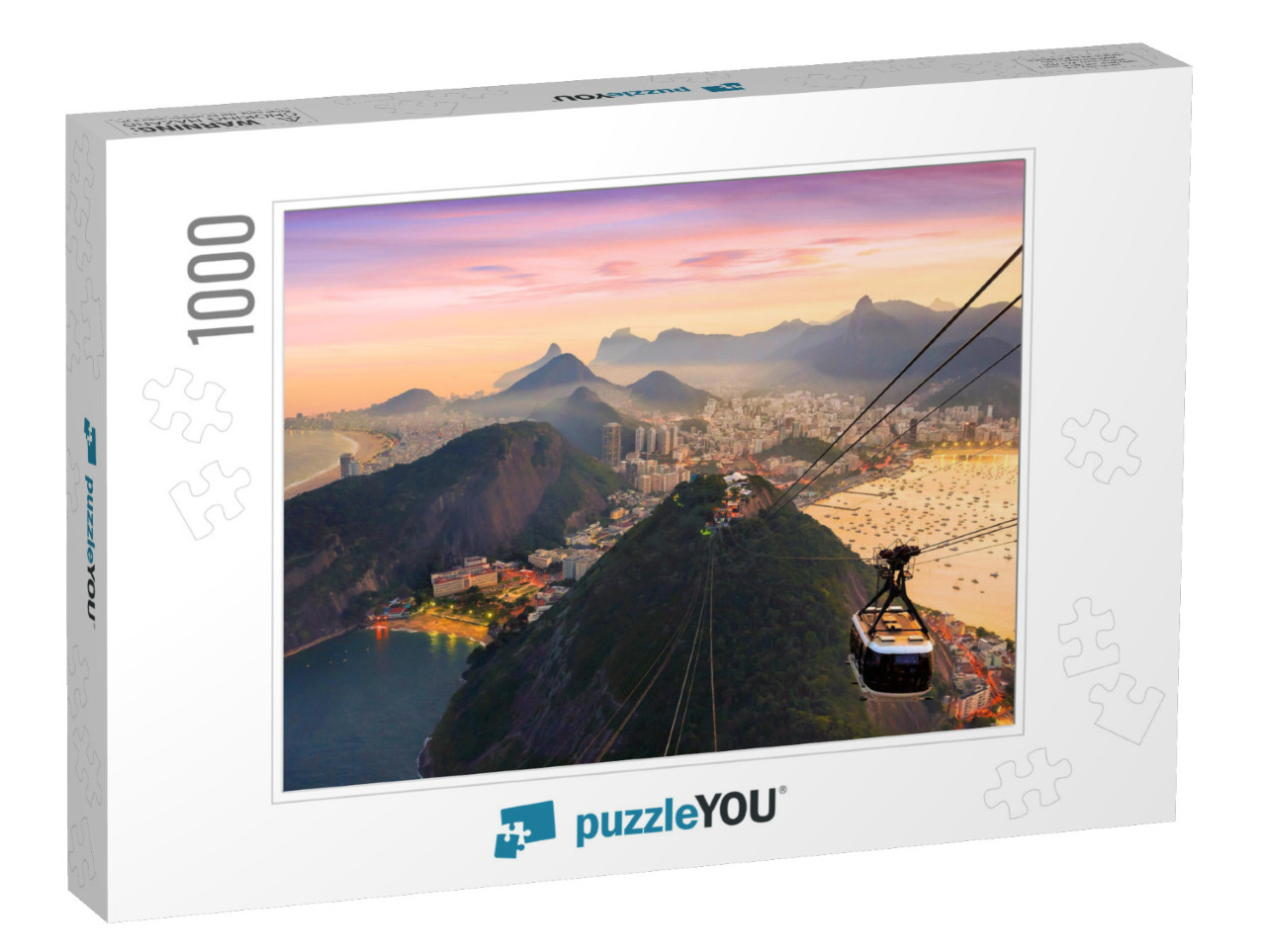 Night View of Copacabana Beach, Urca & Botafogo from Suga... Jigsaw Puzzle with 1000 pieces