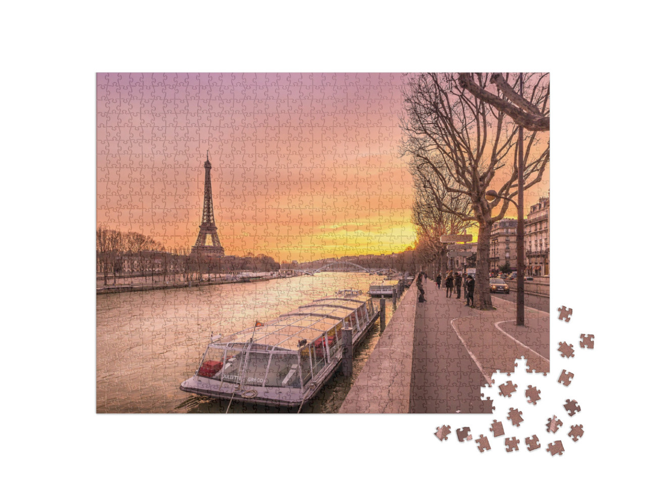 Boat Waiting for the Seine River Cruise in the Shed of th... Jigsaw Puzzle with 1000 pieces