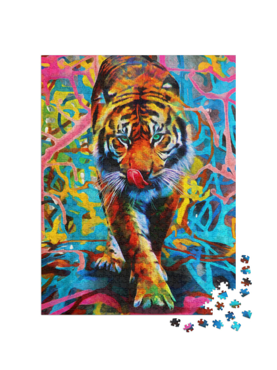 Modern Oil Painting of Tiger, Artist Collection of Animal... Jigsaw Puzzle with 1000 pieces