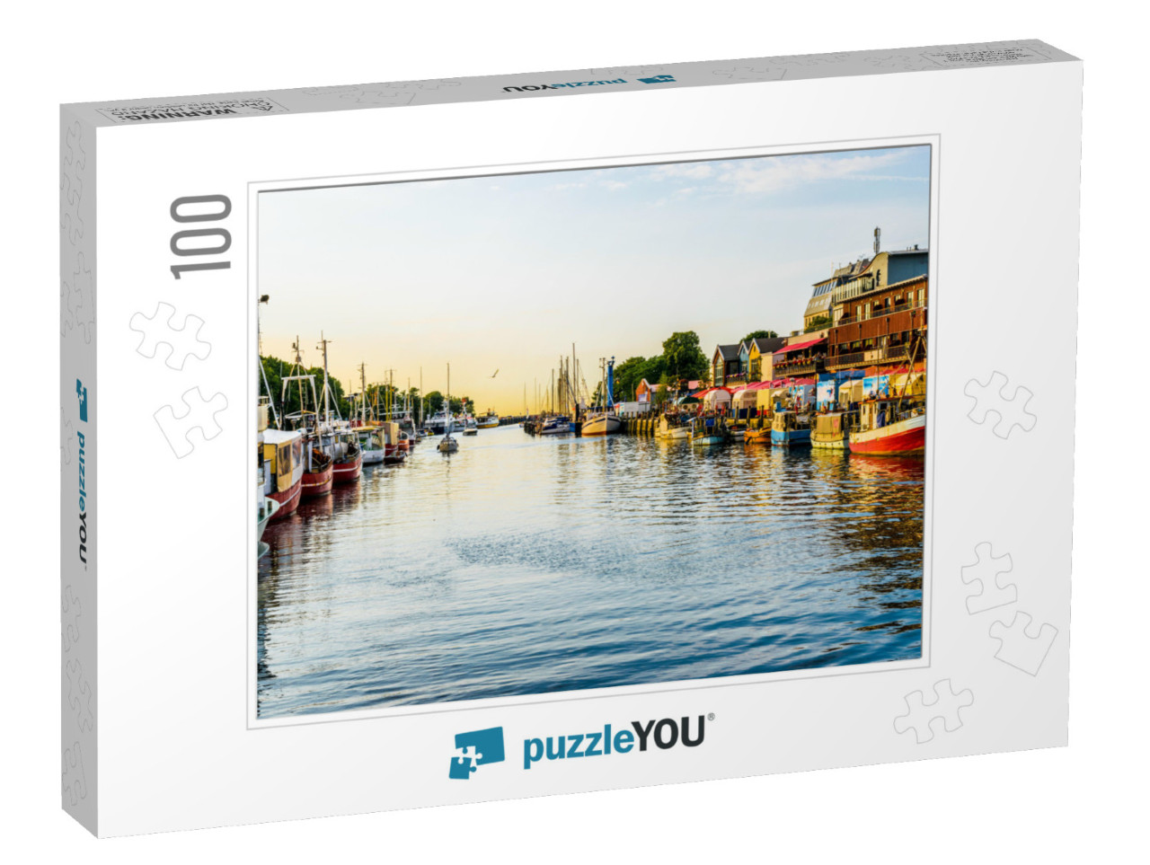 Canal with Ships & Baltic Sea in Warnemuende, Rostock Ger... Jigsaw Puzzle with 100 pieces