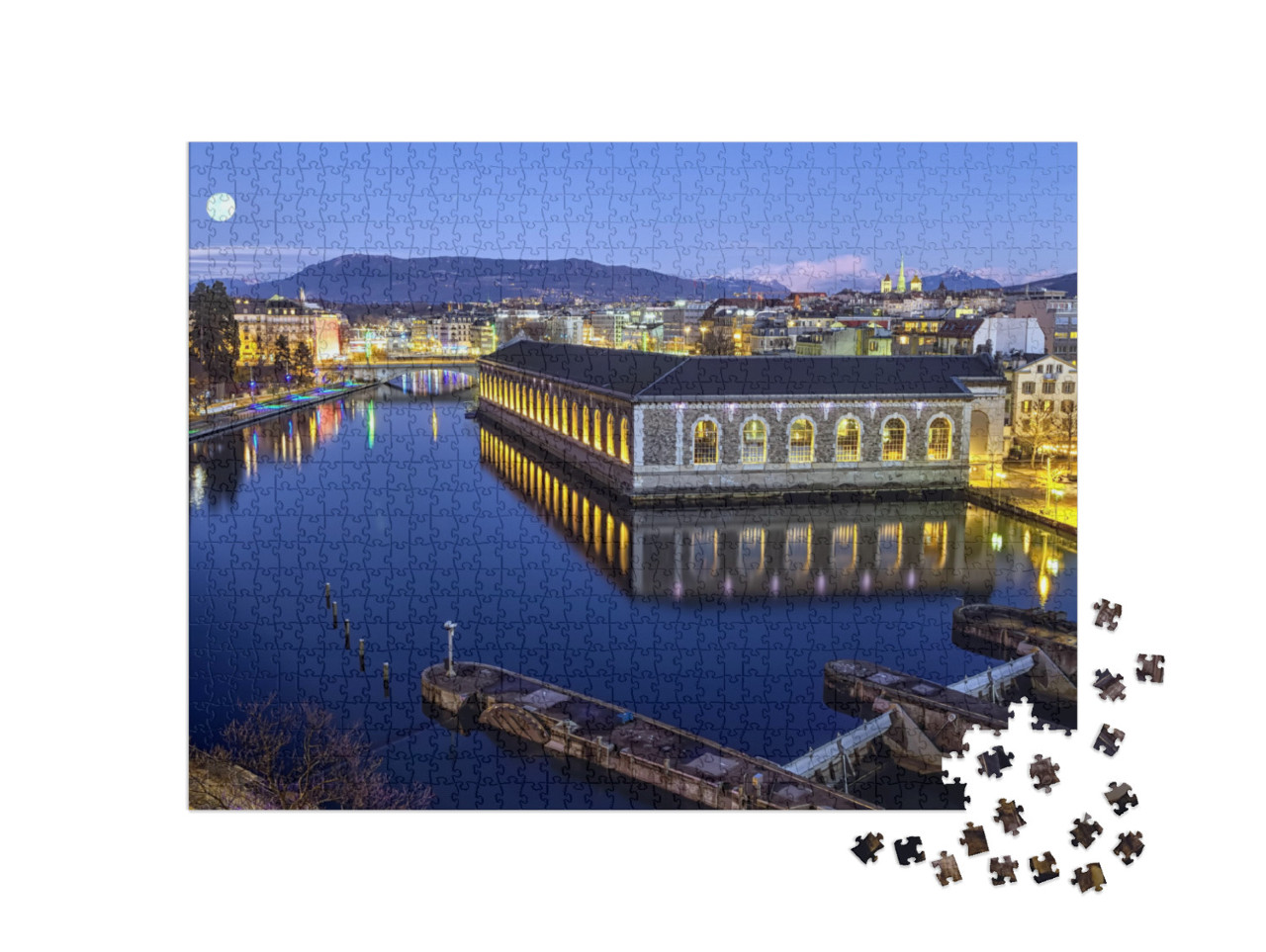 Bfm, Cathedral Saint-Pierre Green Tower & Rhone River by... Jigsaw Puzzle with 1000 pieces