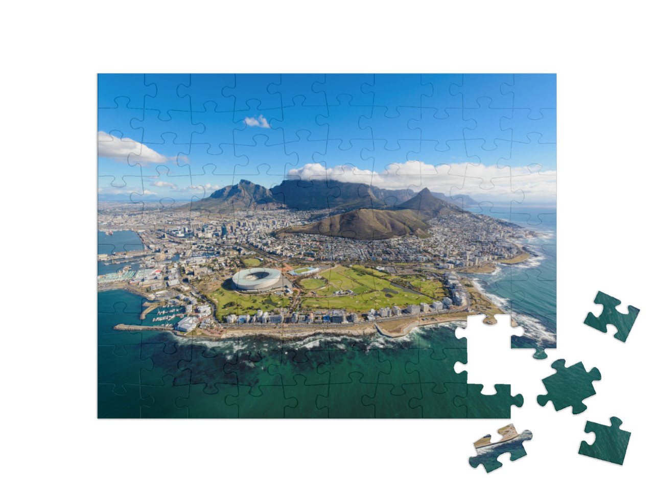 Aerial View of Cape Town, South Africa on a Sunny Afterno... Jigsaw Puzzle with 100 pieces