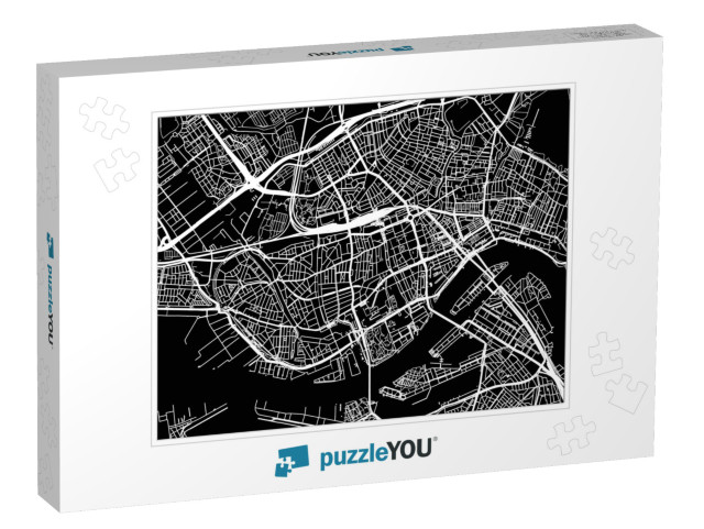 Urban Vector City Map of Rotterdam, the Netherlands... Jigsaw Puzzle