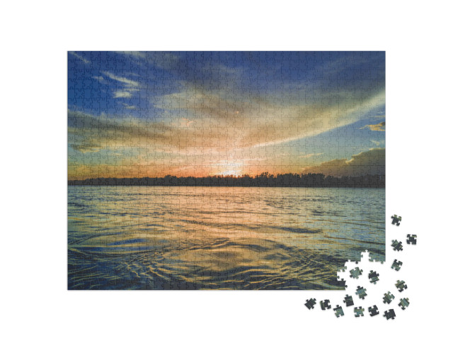 A Beautiful Sunset Photo, Taken Near Bismarck, Nd... Jigsaw Puzzle with 1000 pieces