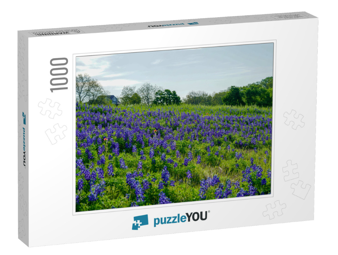 View of Bluebonnet Wildflowers Along Countryside Near the... Jigsaw Puzzle with 1000 pieces