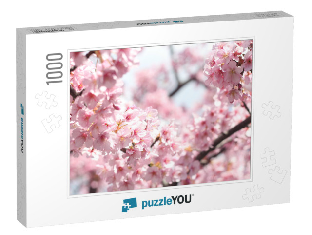 Beautiful & Cute Pink Cherry Blossoms Sakura Flowers, Wal... Jigsaw Puzzle with 1000 pieces