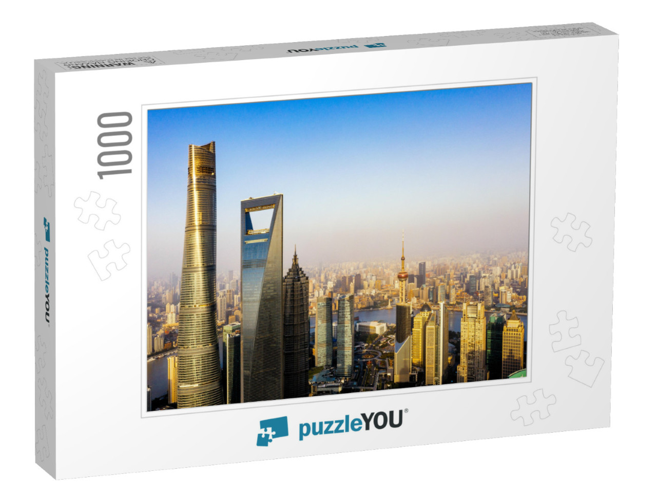 Shanghai Skyline Panorama in Sunset, Pudong Financial Cen... Jigsaw Puzzle with 1000 pieces