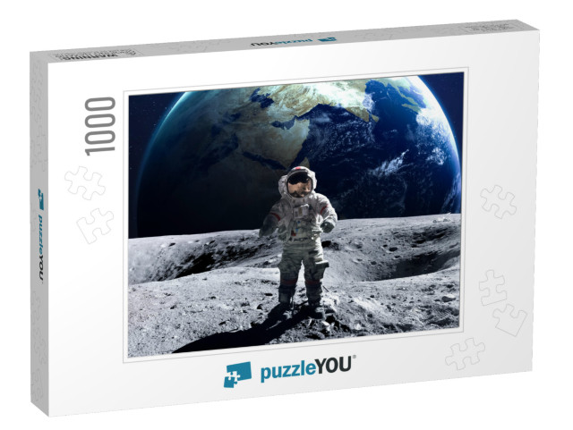 Brave Astronaut At the Spacewalk on the Moon. This Image... Jigsaw Puzzle with 1000 pieces