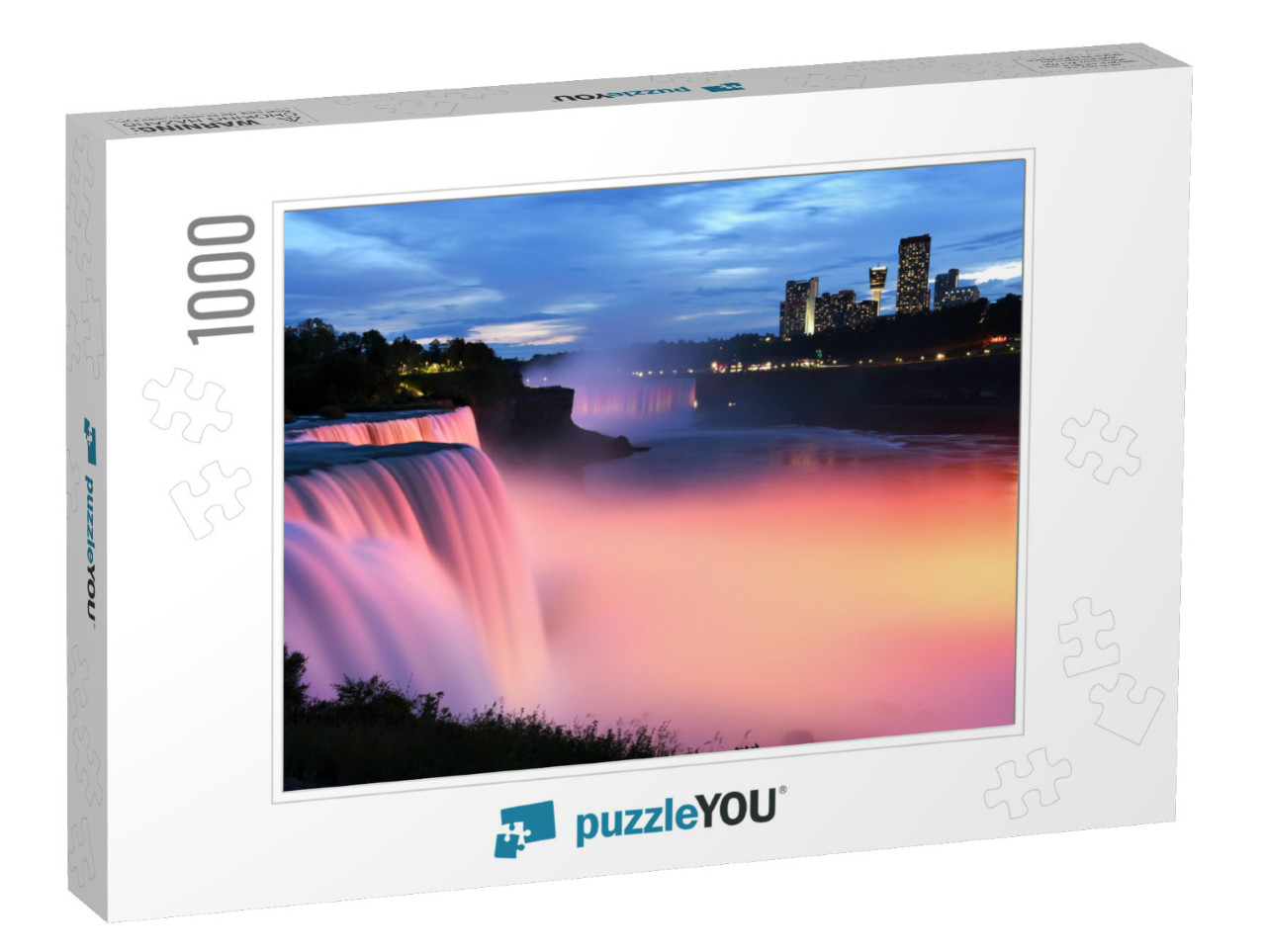 Light Showcase Lighting Cascades of Water Niagara Falls... Jigsaw Puzzle with 1000 pieces