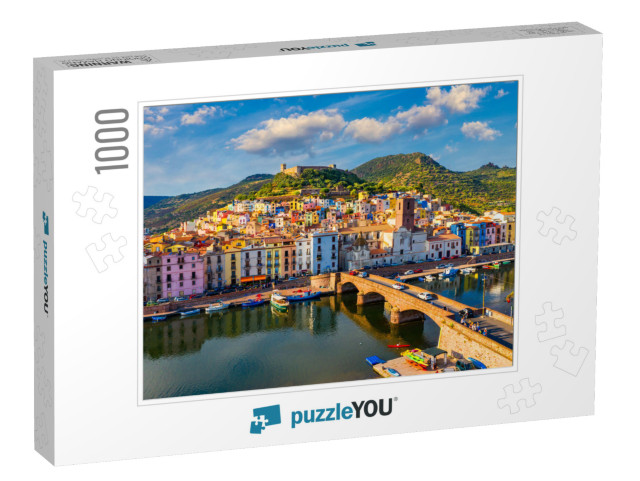 Aerial View of the Beautiful Village of Bosa with Colored... Jigsaw Puzzle with 1000 pieces