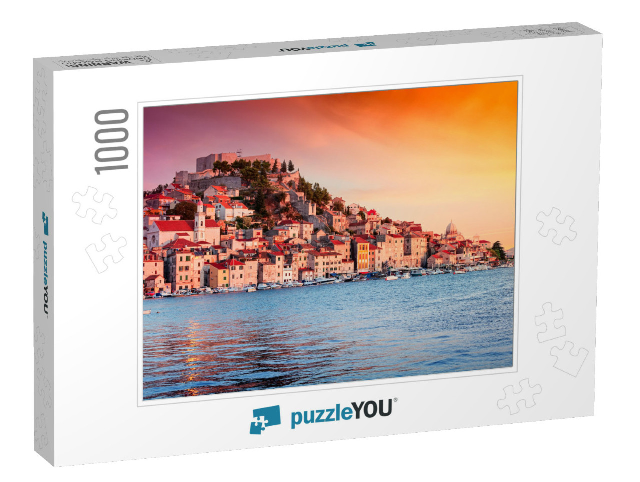 Sunset in Old Town of Sibenik, Croatia. Waterfront View w... Jigsaw Puzzle with 1000 pieces