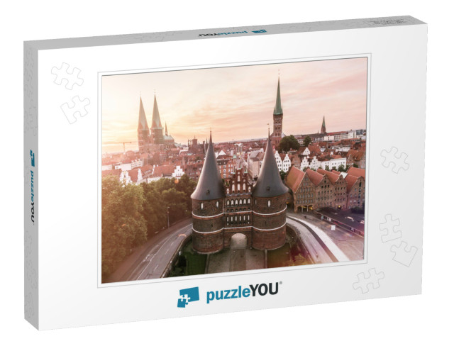 The Holsten Gate in the Hanseatic City of Lubeck At Sunri... Jigsaw Puzzle