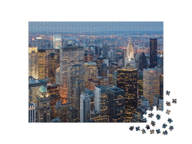 Sunset in the Skyscrapers of Manhattan... Jigsaw Puzzle with 1000 pieces