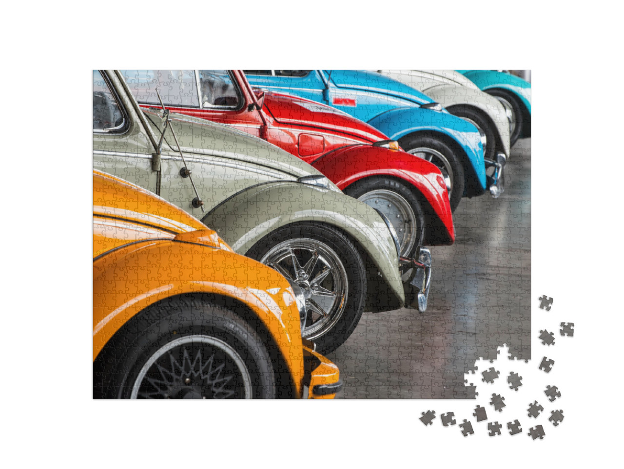 Retro Vintage Car Various Colors Exhibited... Jigsaw Puzzle with 1000 pieces