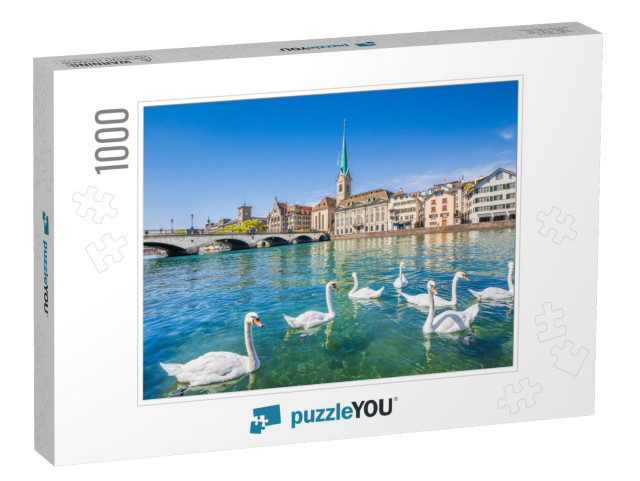 Beautiful View of the Historic City Center of Zurich with... Jigsaw Puzzle with 1000 pieces