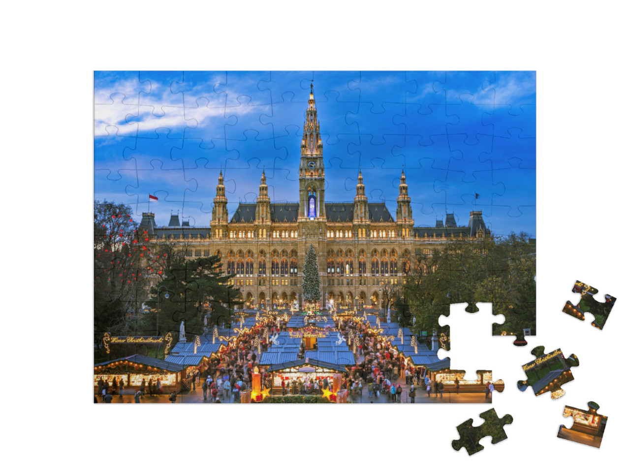 Christmas Market Vienna... Jigsaw Puzzle with 100 pieces