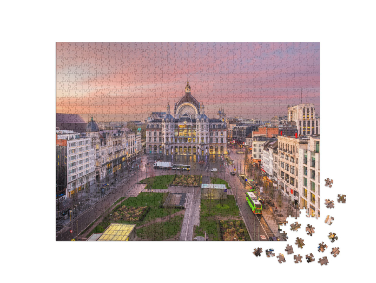 Antwerp, Belgium Cityscape from Above At Twilight... Jigsaw Puzzle with 1000 pieces