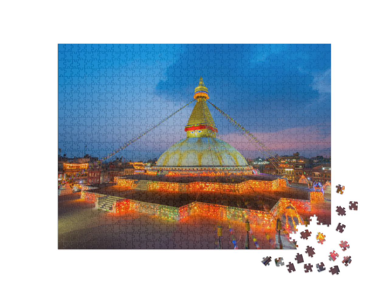 Twilight Boudhanath Stupa Kathmandu Nepal, Selective Focu... Jigsaw Puzzle with 1000 pieces