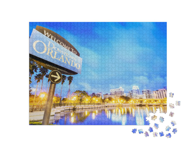 Downtown Orlando. City Skyline. Located in Lake Eola Park... Jigsaw Puzzle with 1000 pieces