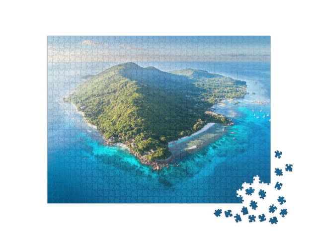 Seychelles, La Digue Island, Aerial Drone Photo... Jigsaw Puzzle with 1000 pieces