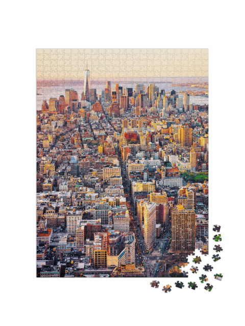 Aerial Panoramic View on Skyline with Skyscrapers in Down... Jigsaw Puzzle with 1000 pieces