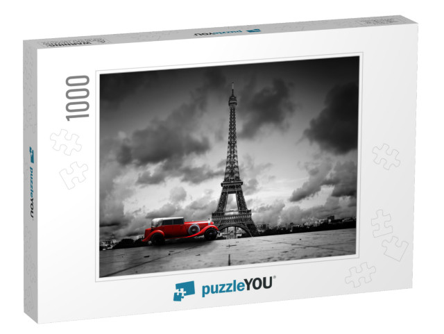 Artistic Image of Eiffel Tower, Paris, France & Red Retro... Jigsaw Puzzle with 1000 pieces