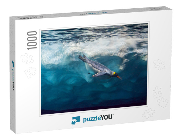 Penguin Diving Under Ice, Underwater Photography... Jigsaw Puzzle with 1000 pieces