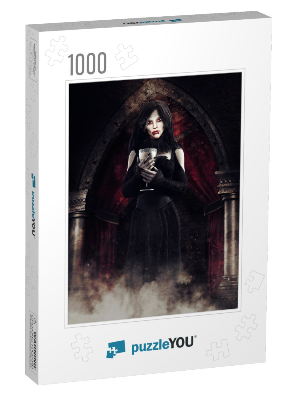 Gothic Scene with a Vampire Girl Standing with a Chalice... Jigsaw Puzzle with 1000 pieces