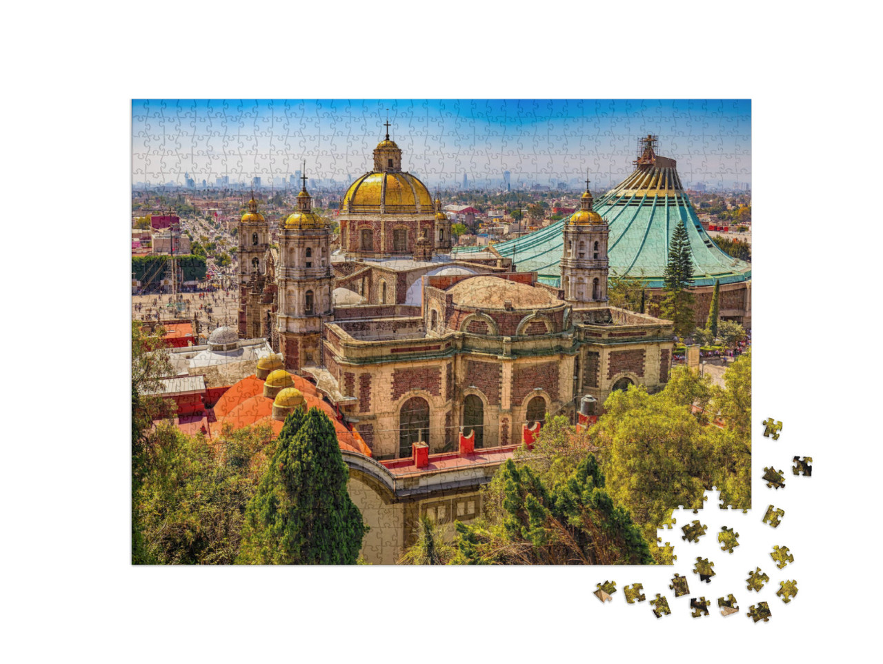 Mexico. Basilica of Our Lady of Guadalupe. the Old & the... Jigsaw Puzzle with 1000 pieces