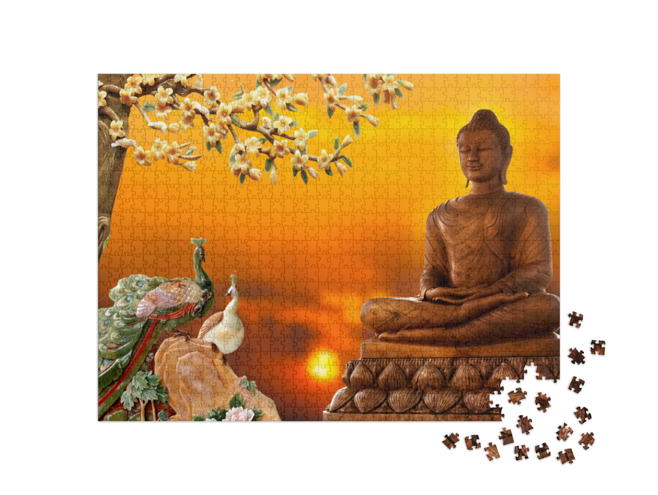 3D Buddha Background Wallpaper for Walls... Jigsaw Puzzle with 1000 pieces