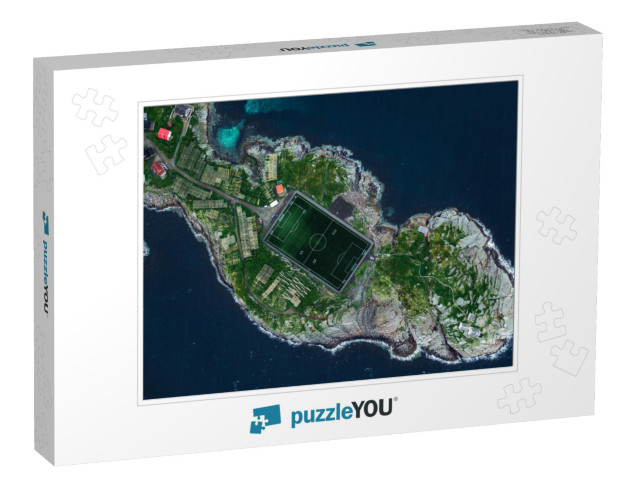 Drone Aerial Shot from Henningsvaer on Lofoten Showing Is... Jigsaw Puzzle