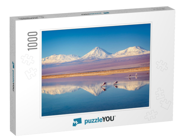 Snowy Licancabur Volcano in Andes Mountains Reflecting in... Jigsaw Puzzle with 1000 pieces