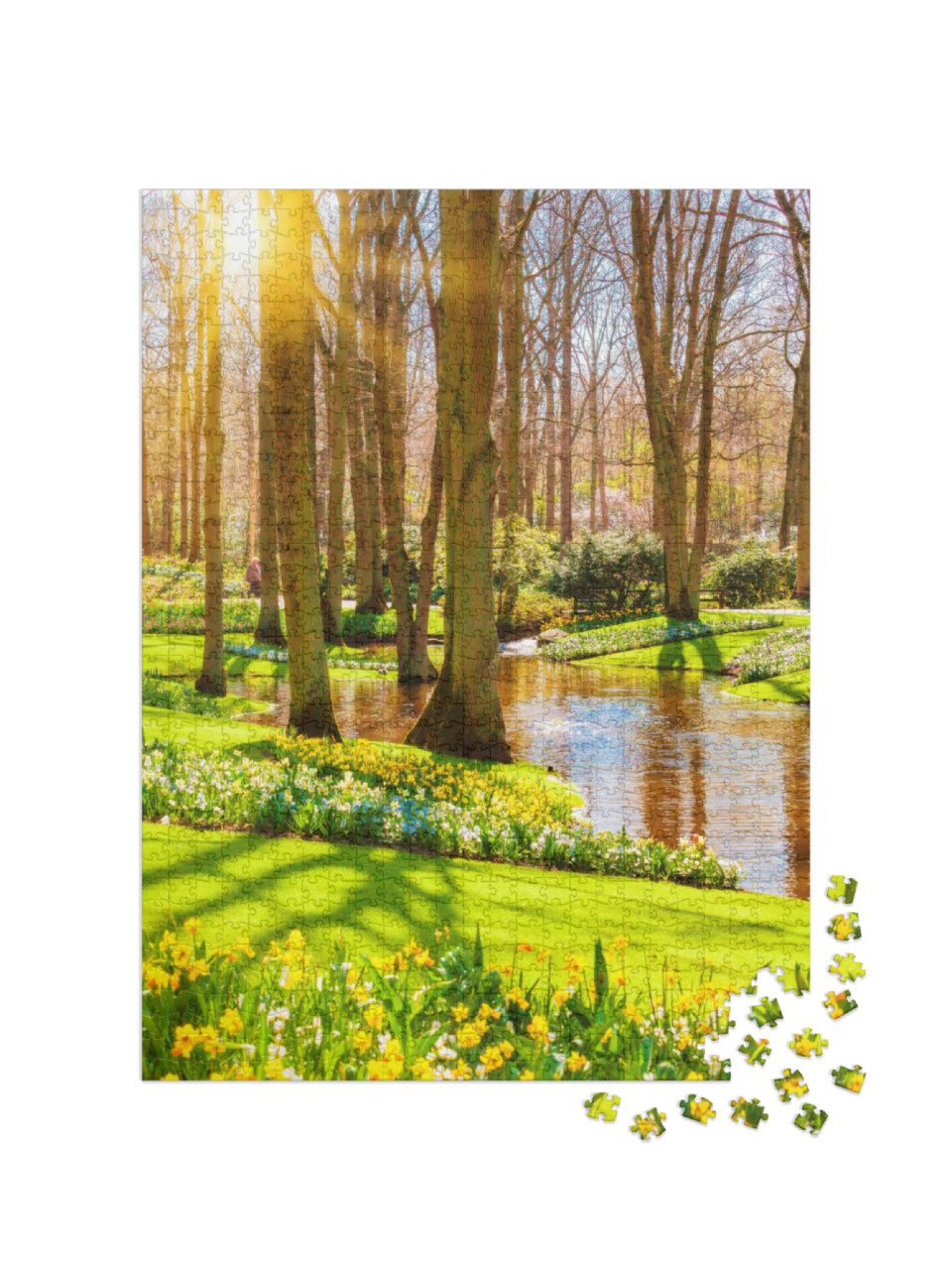 Spring Landscape. Sun Rays Shining on a Meadow Flowers. G... Jigsaw Puzzle with 1000 pieces