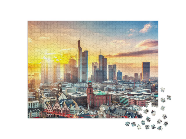 Frankfurt Am Main At Sunset, Germany... Jigsaw Puzzle with 1000 pieces