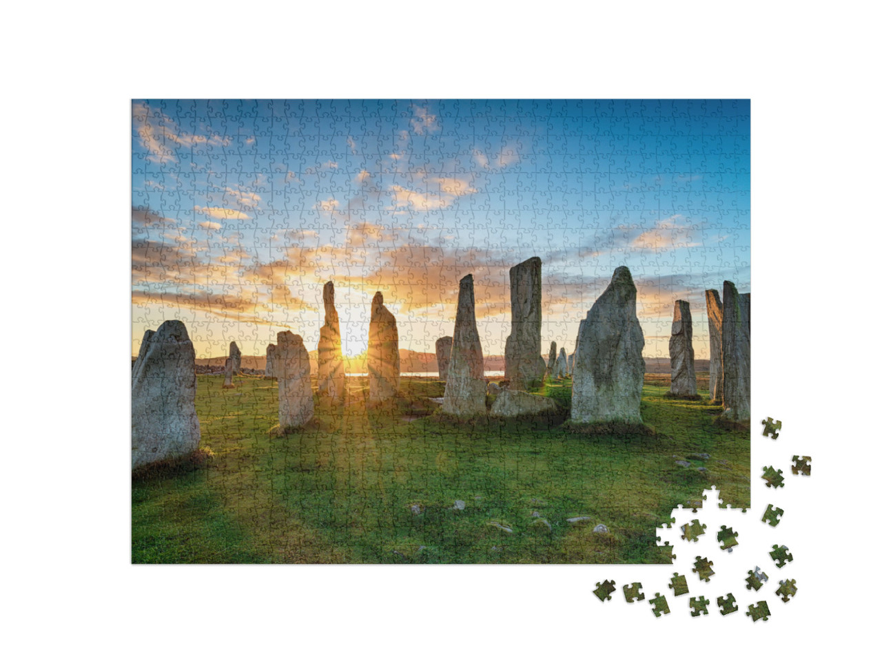 Sunset Over the Stone Circle At Callanish on the Isle of... Jigsaw Puzzle with 1000 pieces