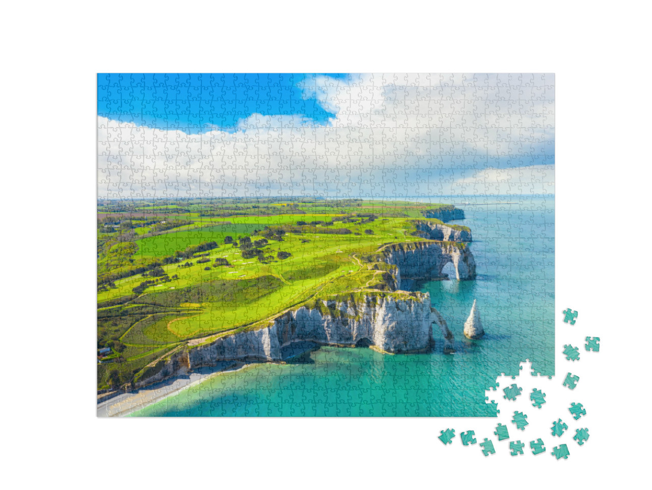 Picturesque Panoramic Landscape on the Cliffs of Etretat... Jigsaw Puzzle with 1000 pieces