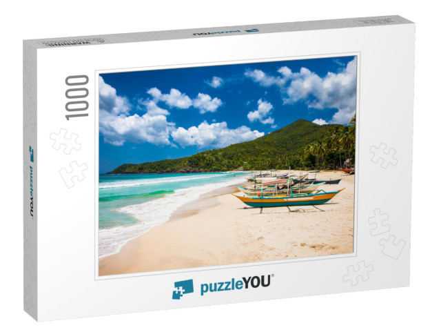 Traditional Boats on Sabang Beach, Puerto Princesa, Palaw... Jigsaw Puzzle with 1000 pieces