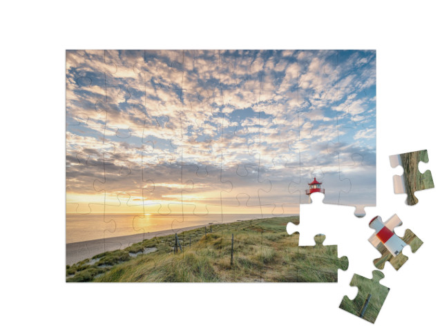 Red Lighthouse on the Island of Sylt in North Frisia, Sch... Jigsaw Puzzle with 48 pieces